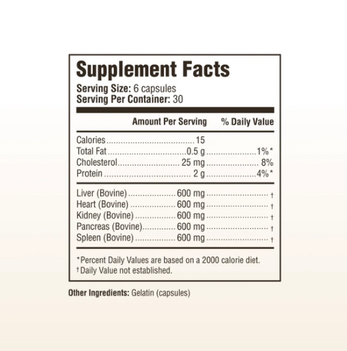 AMC Beef Organs Regain Your Energy With Nature’s Perfect Multivitamin 180 Capsules Heart & Soil
