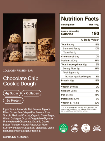 AMC Stars + Honey Chocolate Chip Cookie Dough 15g Protein Bars 10 Pack