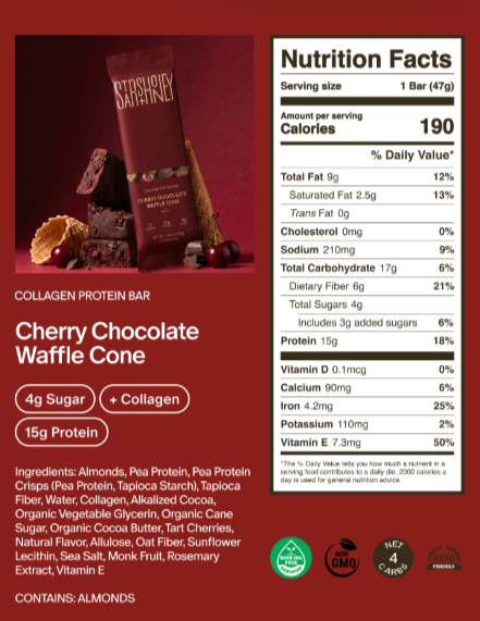 AMC Stars + Honey Cherry Chocolate Waffle Cone 15g Protein Bars 10 Pack
